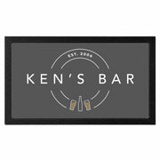 Personalised modern home bar mat with custom bar name and established year