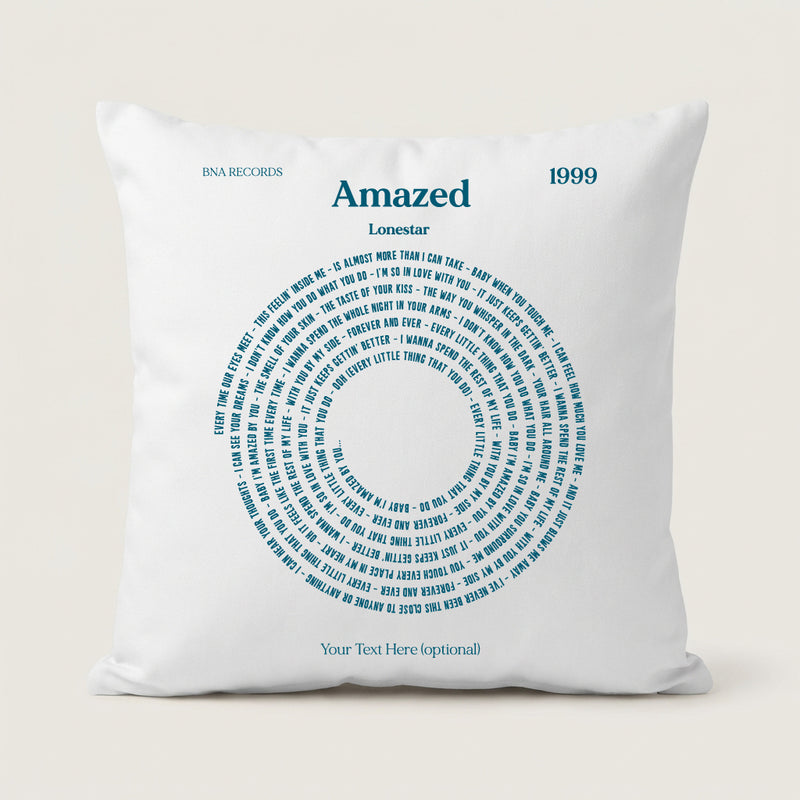 personalised modern song lyrics cushion circular lyrics music gift