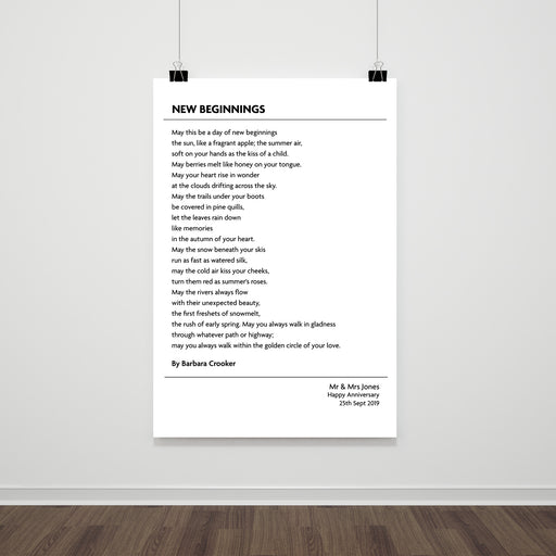 personalised modern white poem typography print custom poetry wall art