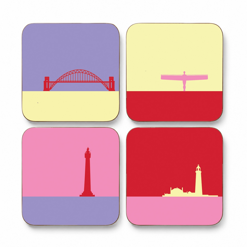 North East Gift Set of 4 Colourful Coasters