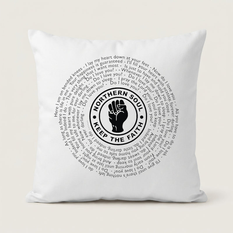 personalised northern soul lyrics cushion keep the faith design soul music fan gift