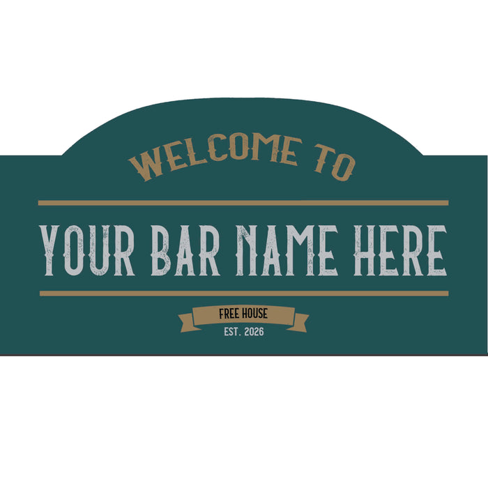 Personalised Bar Sign – Custom Name, Retro Style, Peacock Colour