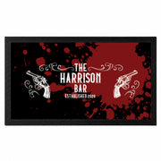 Personalised 1920s gangster style bar mat with custom bar name and established year