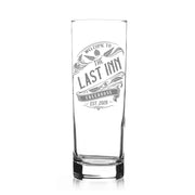 Personalised 315ml slim beer glass engraved with vintage pub name and established year