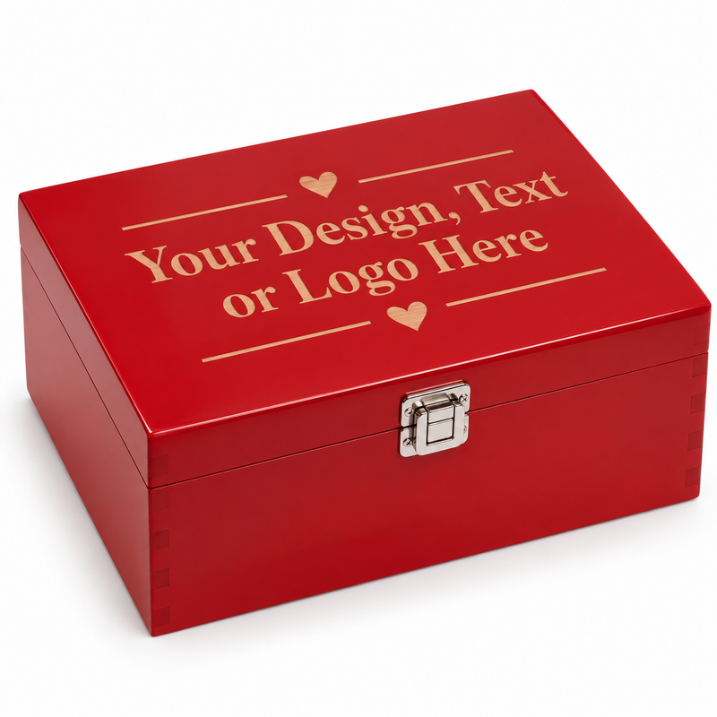 Personalised Red Wooden Keepsake Box – Custom Engraved Gift Box
