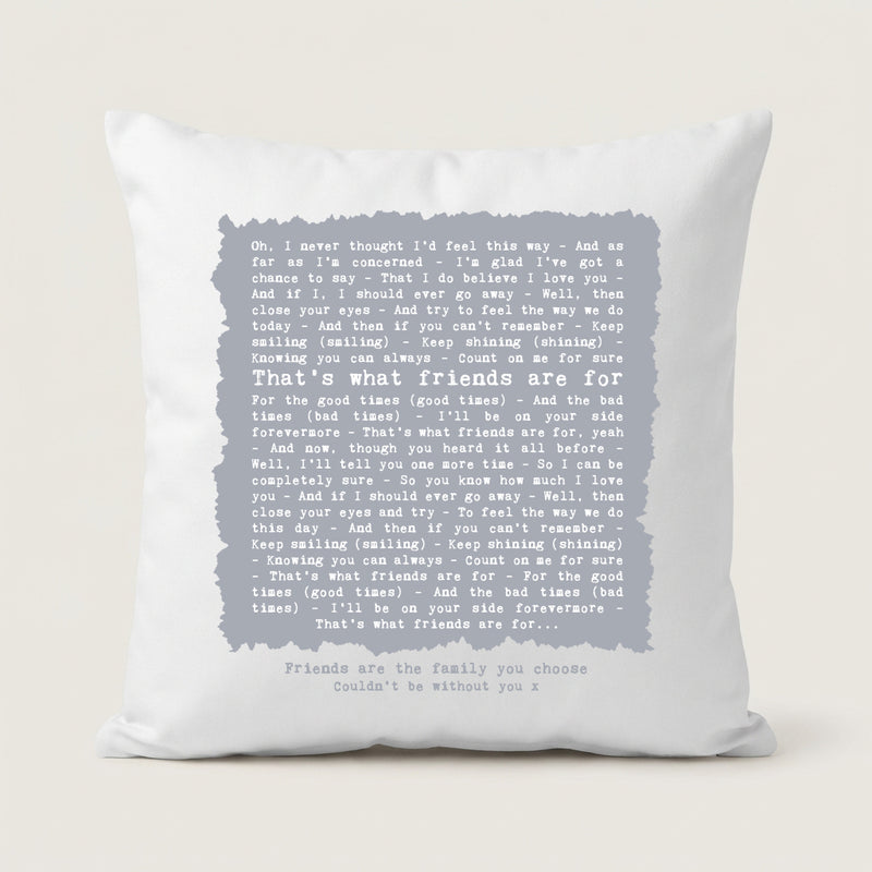 Vintage Square Song Words Cushion Cover (Vows, Speech or Lyrics) | 2nd Anniversary Gift