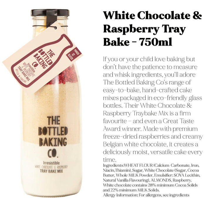 Irresistible White Chocolate &amp; Raspberry Tray Bake Mix + FREE Personalised Apron
