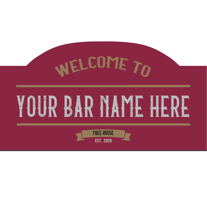 Personalised Bar Sign – Custom Name, Retro Style, Red Wine