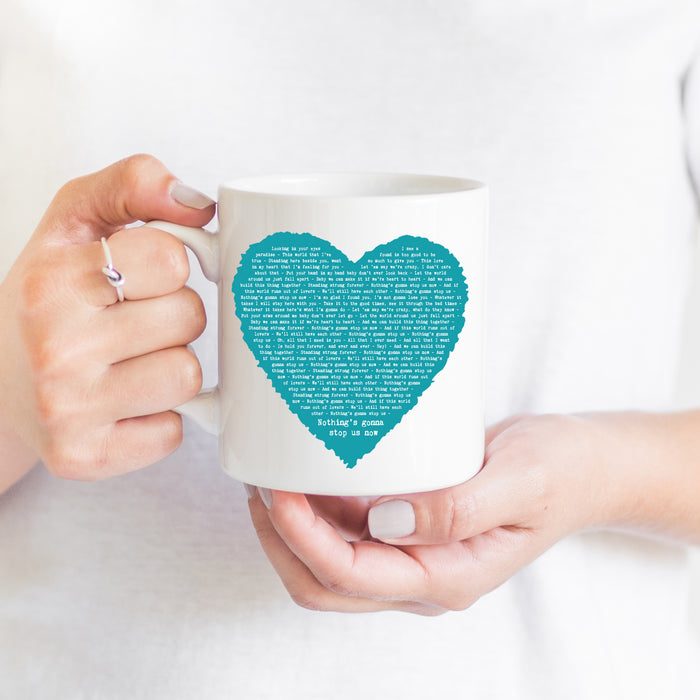 Personalised Song Lyrics Rustic Heart Mug – Romantic Music Gift