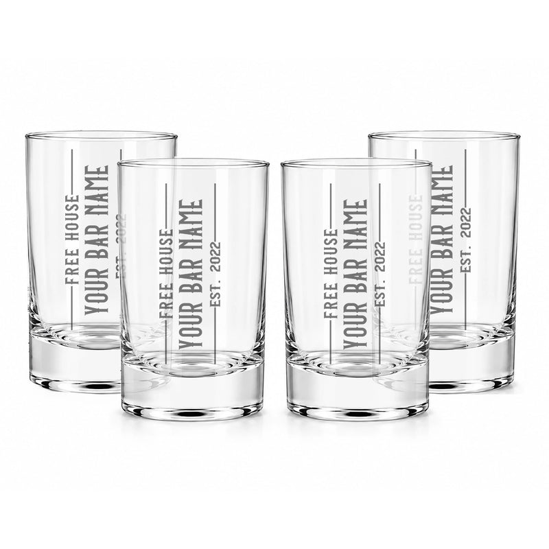 Personalised Shot Glasses – Set of 4 | Engraved Vintage Pub Design