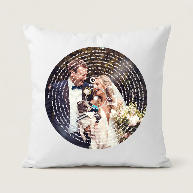 Personalised Wedding Photo Vinyl Record Cushion Cover (Photo Only)