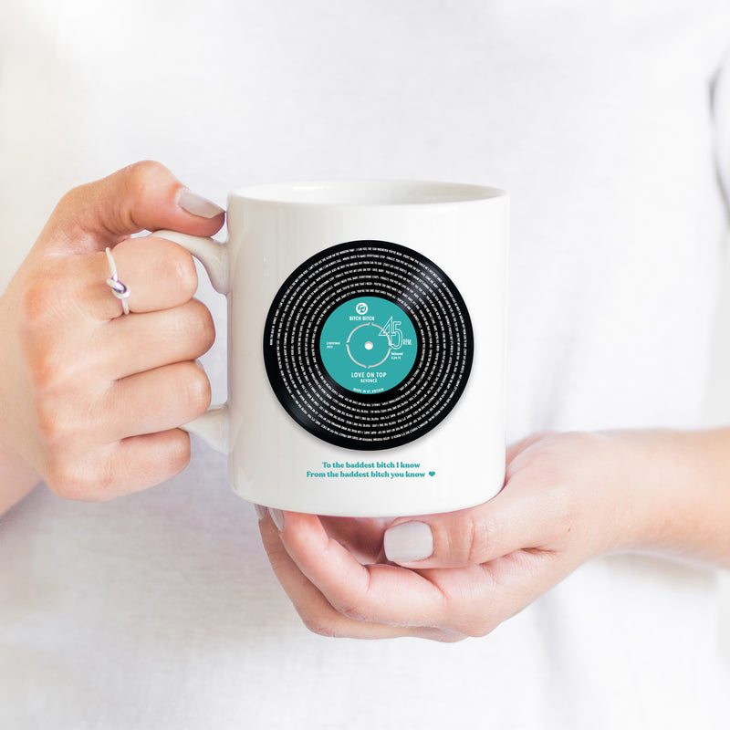 Personalised Solid Vinyl Song Lyrics Mug – Custom Music Gift