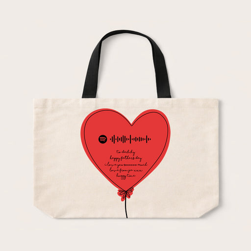personalised spotify code heart balloon tote bag custom song gift