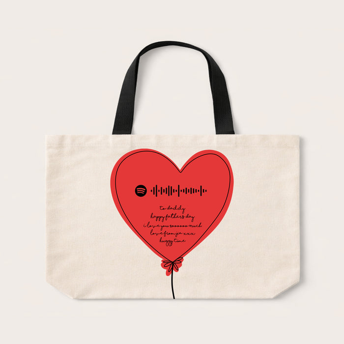 personalised spotify code heart balloon tote bag custom song gift