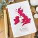 Flat lay of tea towel showing full personalised map design