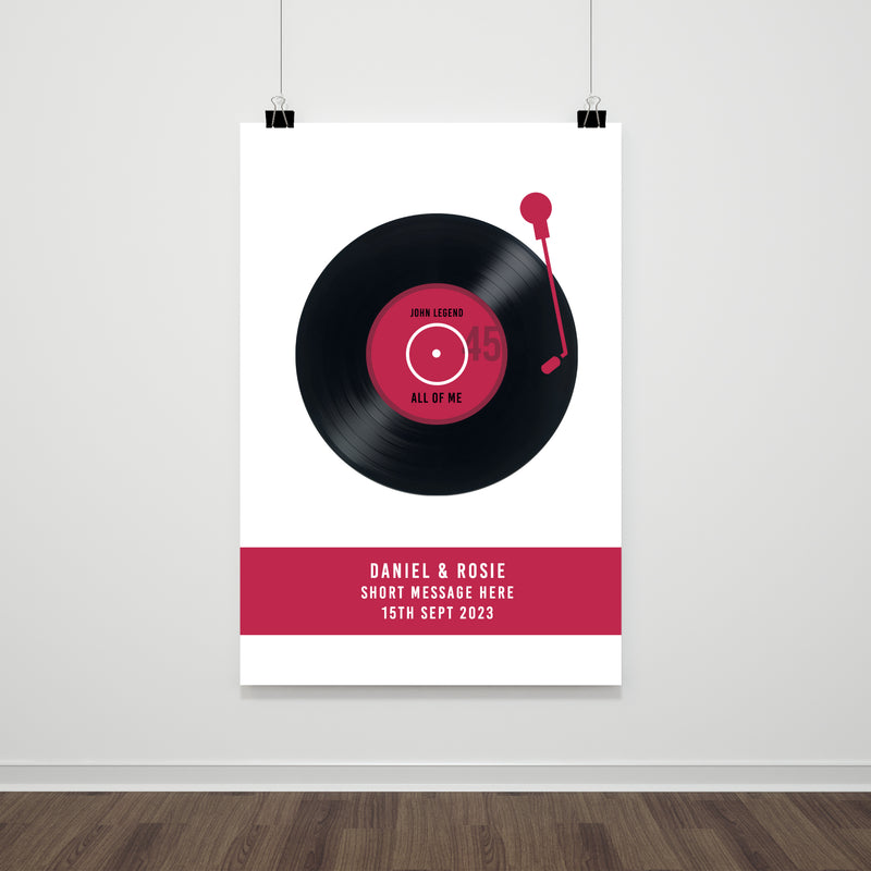 Personalised Song Record Print (Vinyl Style)