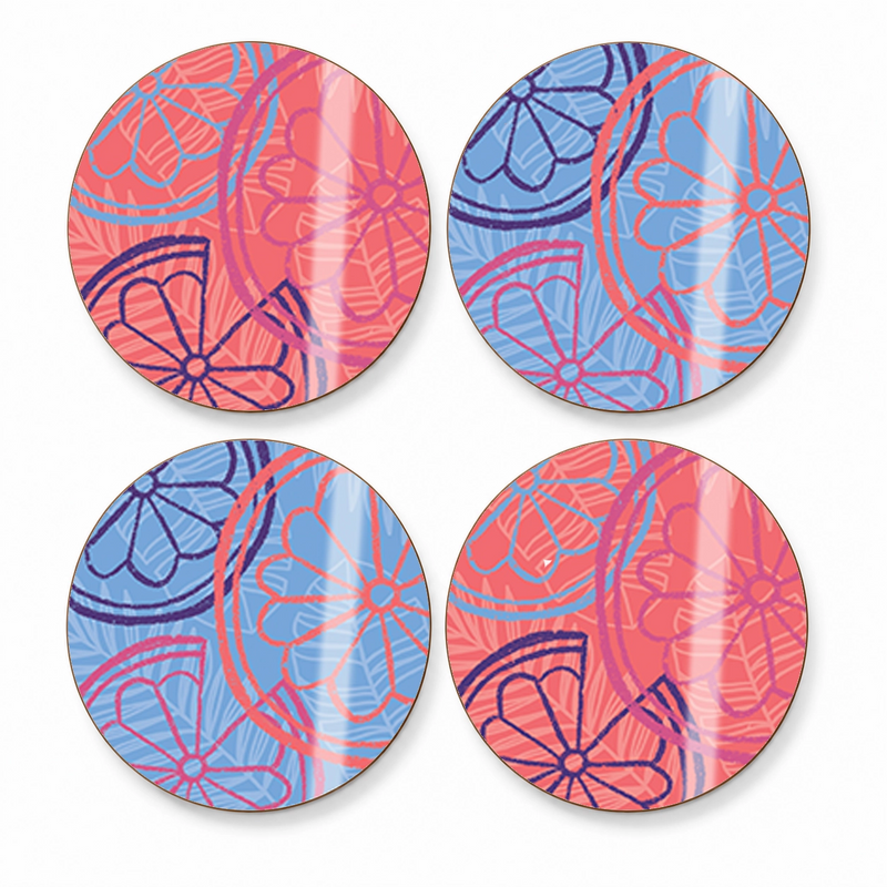 Tiki Bar Coasters – Colourful Cocktail Coaster Set of 4
