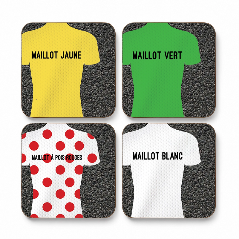 Tour de France Cycling Jersey Coasters – Set of 4