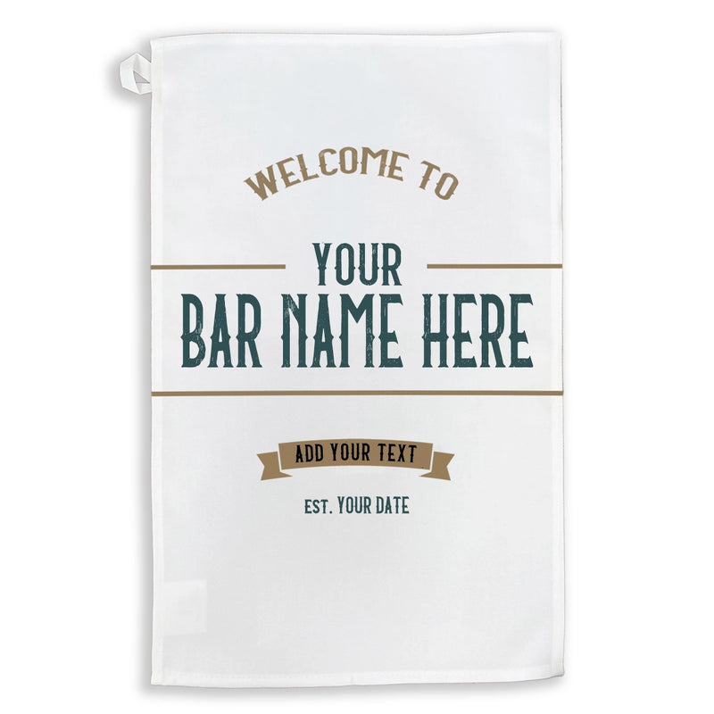 Personalised Pub Tea Towel – Vintage Home Bar Design