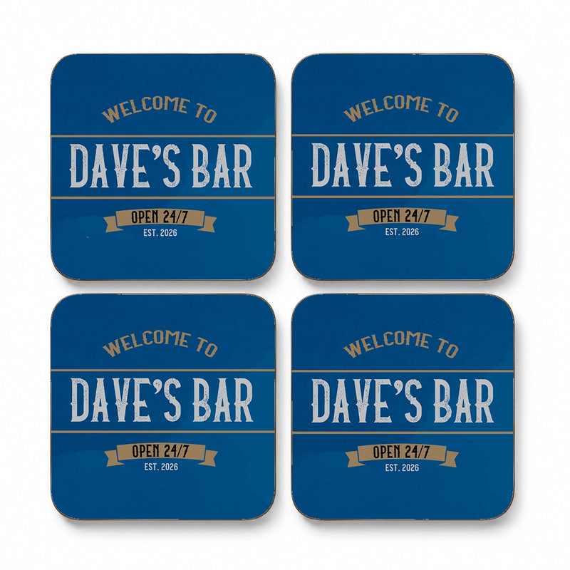 Personalised Home Bar Coasters – Vintage Pub Design Set of 4