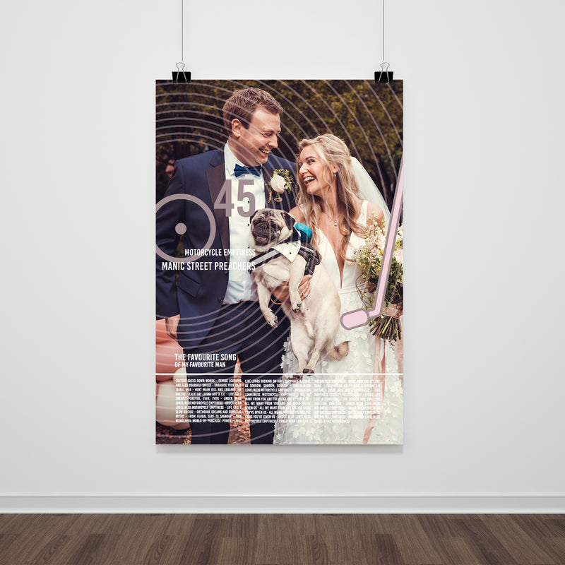 Personalised Photo Song Lyric Print (Vinyl Overlay) – Custom Song, Lyrics & Photo
