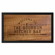 Personalised rustic wood effect home bar mat with custom bar name