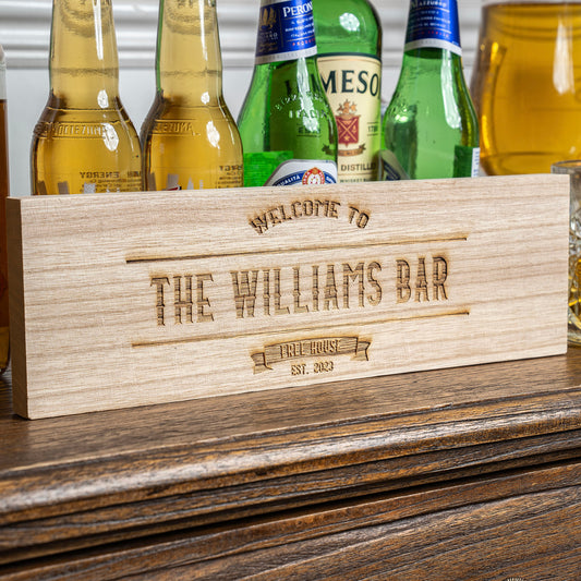 Rustic Wooden Personalised Bar Sign