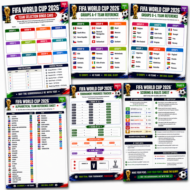 FREE FIFA World Cup 2026 Printable Bingo Game & Tournament Tracker