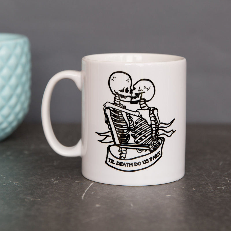 Tattoo Inspired Gift - Skeleton Couple 'Til Death Do Us Part' Personalised Mug - For Him Or Her