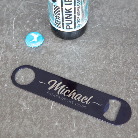Father Of The Bride And Groomsman Gifts - Personalised Bar Blade Bottle Opener - Best Man Gift