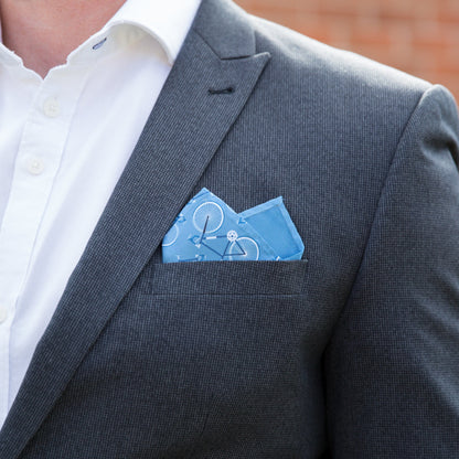Road Cycling Gift For Him - Hipster Pocket Square Featuring Bicycle Pattern - Personalise For Birthday