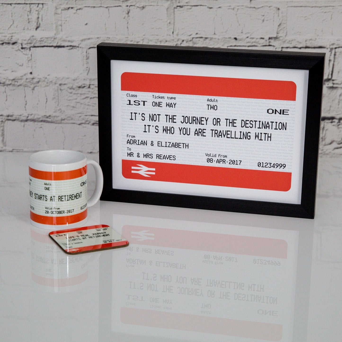Personalised Rail Ticket Print FRAMED | British Rail Gift Anniversary Wedding