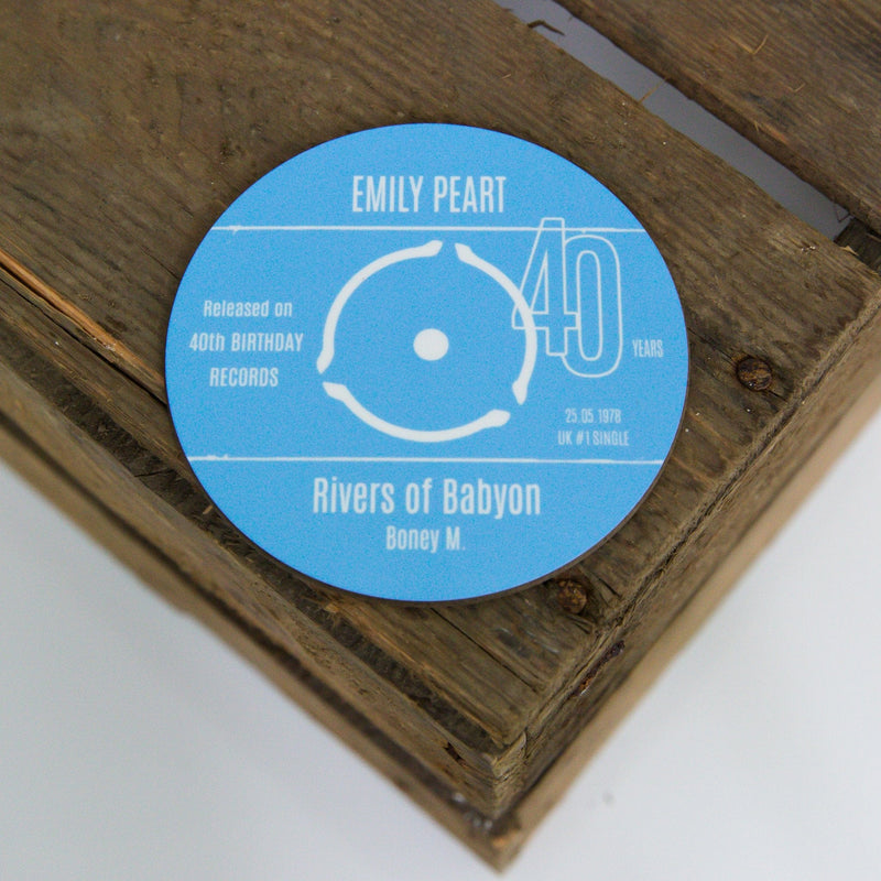 Personalised 40th Birthday Greetings Card Optional Coaster - With Number 1 Single Day Born Or Favourite Song