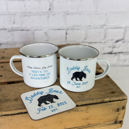 Daddy Bear Ceramic Enamel Style Mug Personalised Father's Day Gift for Papa Dad