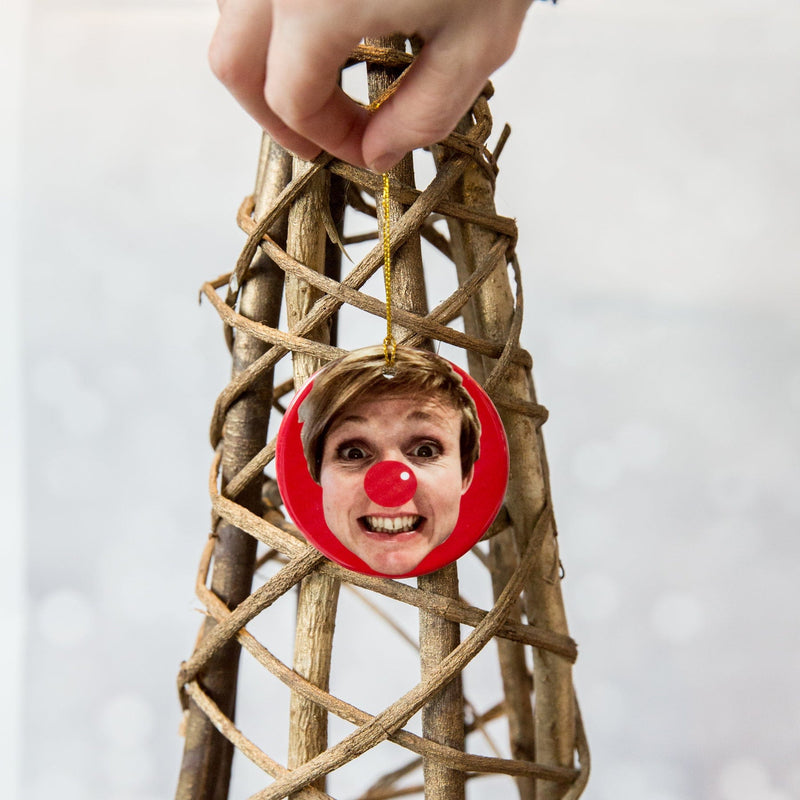 Unique Fun Christmas Decoration - Face Print From Your Photo - Ceramic Bauble Personalised With Your Head