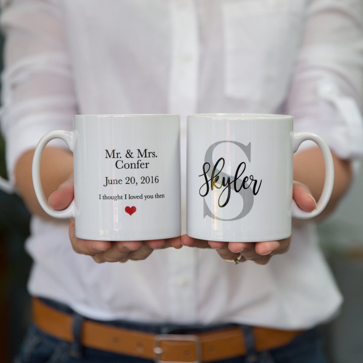 Wedding Gift Mug Set - Any Initials With Personalisation - Great For Couple For Anniversary Or Christmas