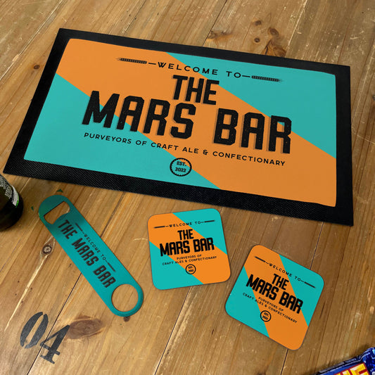 Complete Customised Bar Set - Bar Mat, Coasters & Bottle Opener