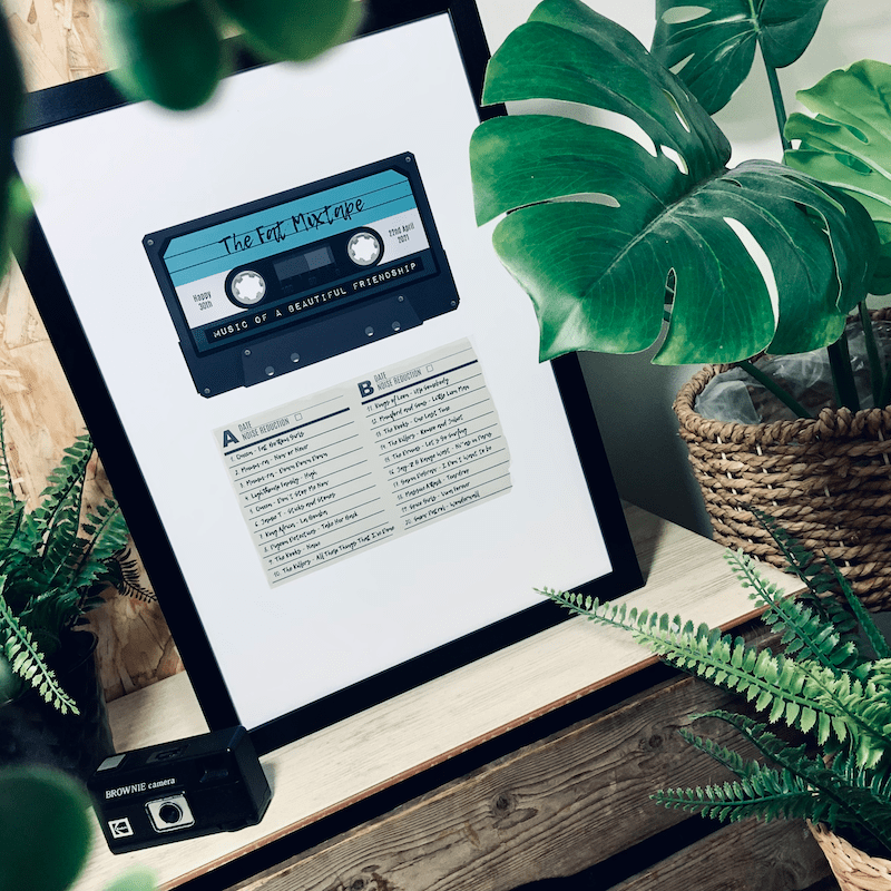 Retro Gift For 30th 40th Birthday - Mix Tape With Song List Personalised - Vintage Music Present