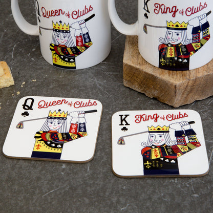 Golf Gift For Her - Queen Of Clubs Playing Card Coaster - Ladies Golf Accessory Stocking Filler