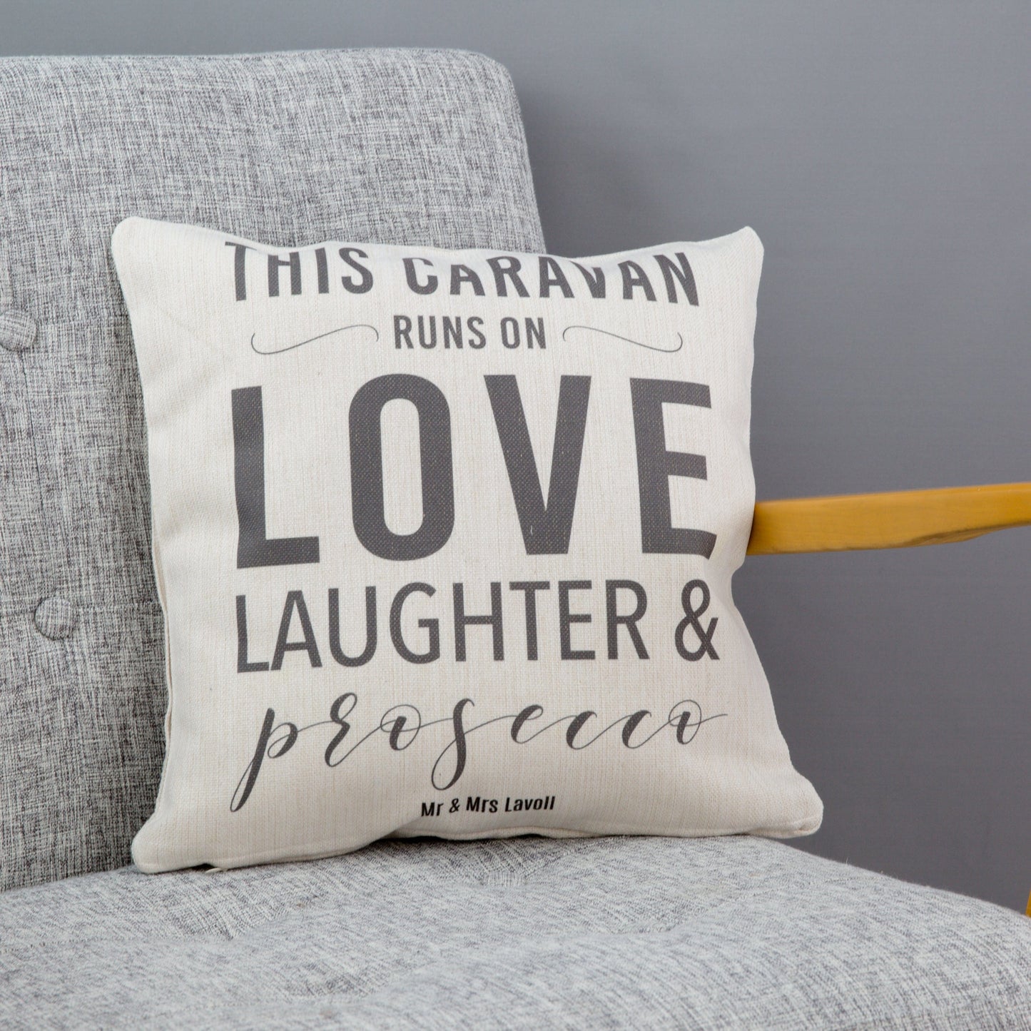 New Home Gift - This Home Runs On Cushion - Personalised To Any Family Favourites For Mum Or Wife