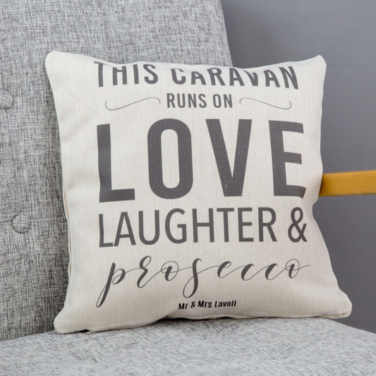 New Home Gift - This Home Runs On Cushion - Personalised To Any Family Favourites For Mum Or Wife