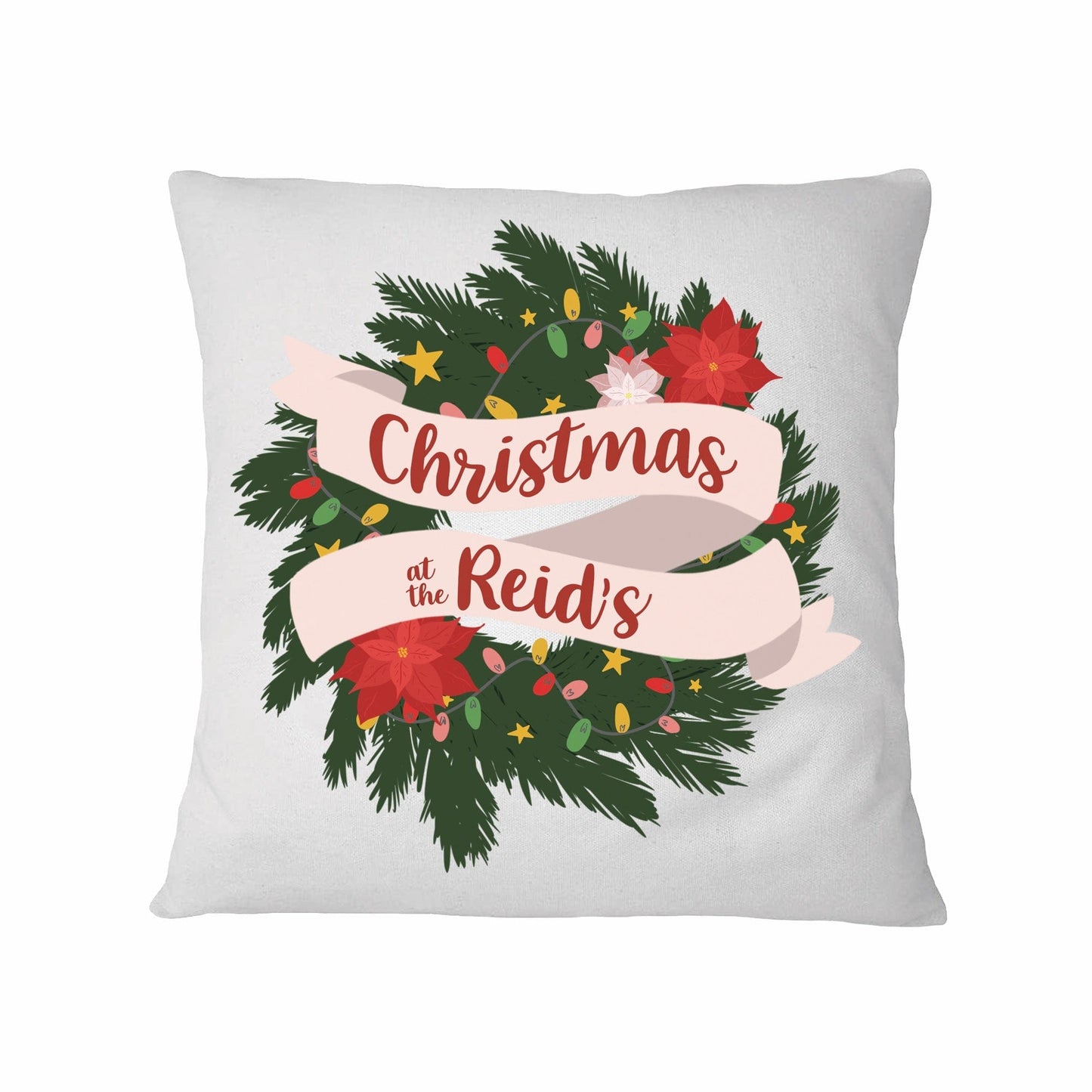 Personalised Family Christmas Wreath Cushion