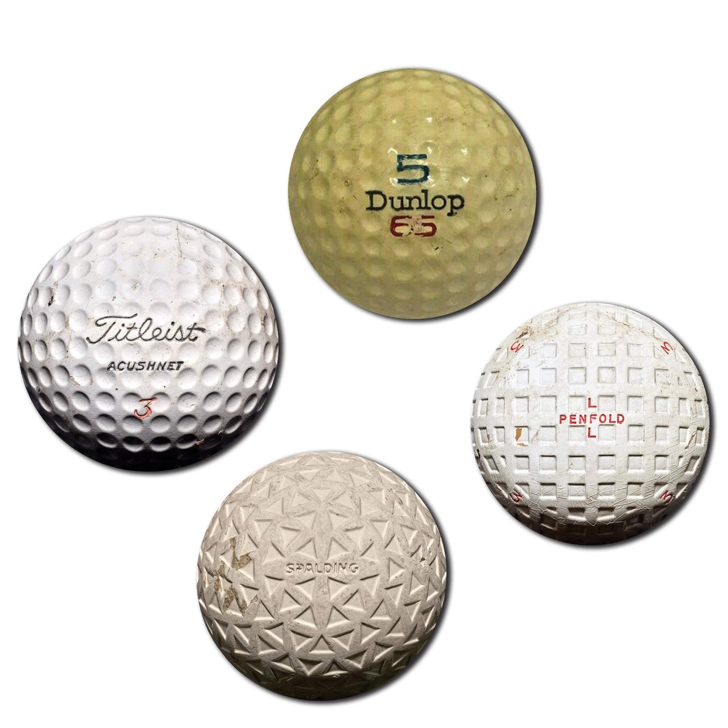 Vintage Golf Ball Coasters Set of 4