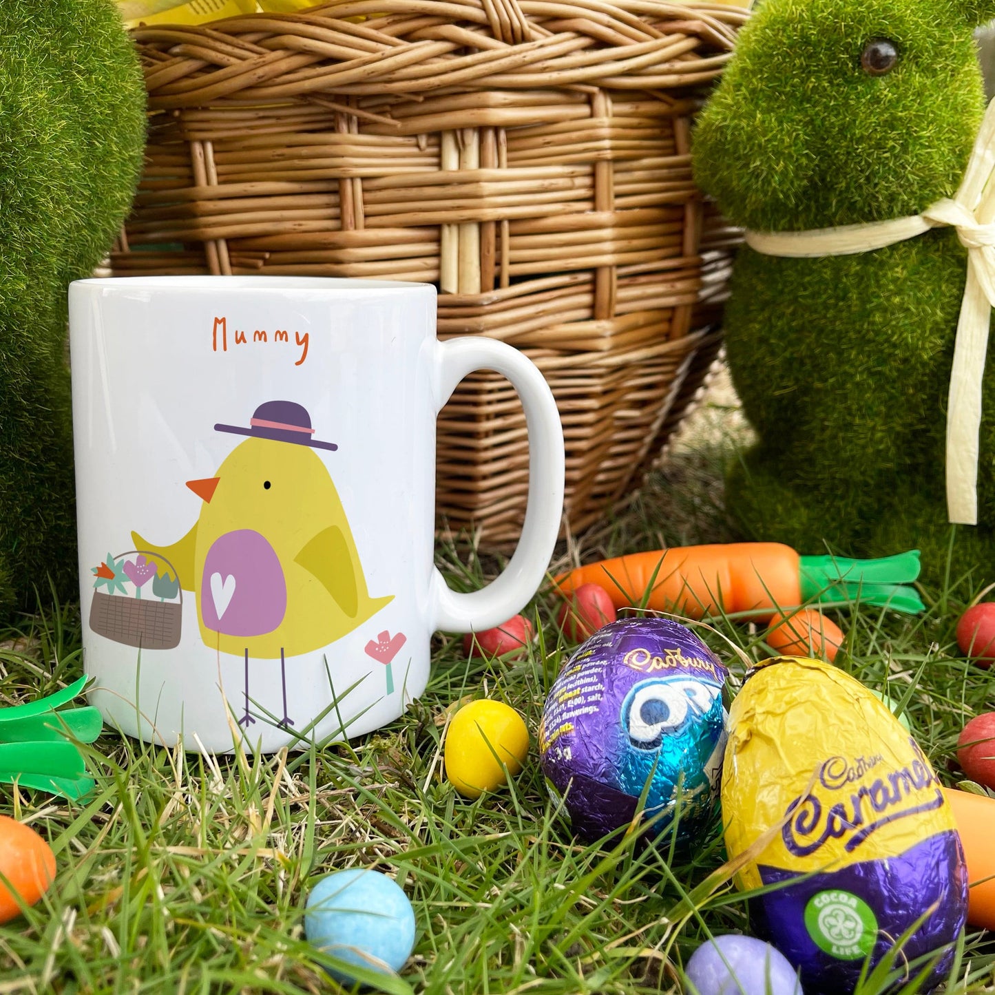 Personalised Easter Kids Gift Mug and Egg Set - Chick Print