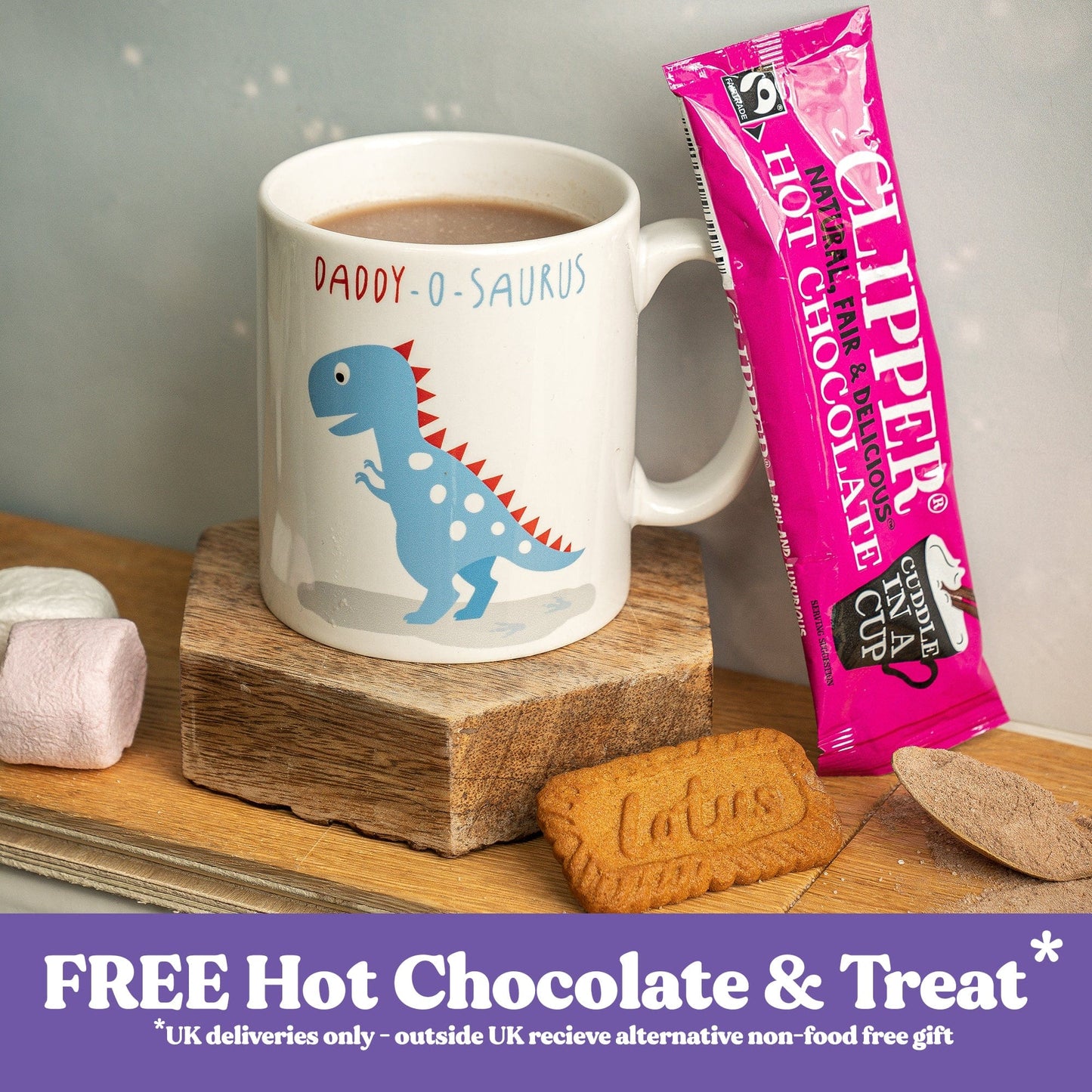 Dinosaur themed Babyccino and Hot Chocolate Personalised Family Mug Set
