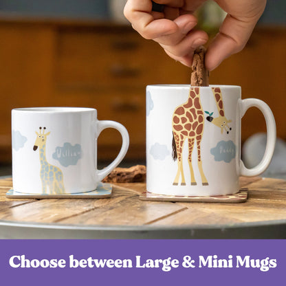 Giraffe Family Mug Set with Mini and Large Mugs Personalised