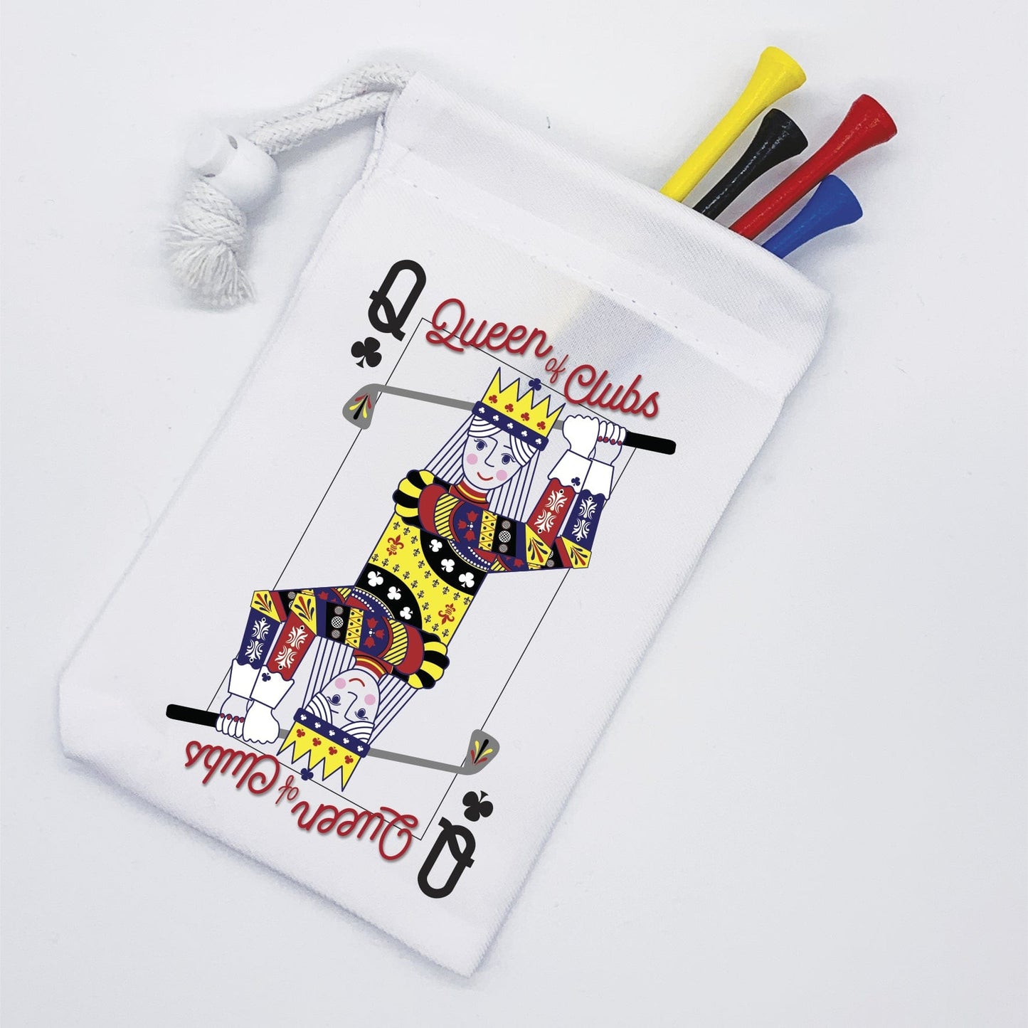 Personalised Queen Of Clubs Golf Tee Bag - Golf Lover Gift - Stocking Filler For Her - Funny Golfing Bag - Golfer Pouch - Hand finished in the UK