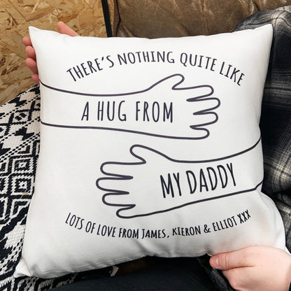 Cushion representing Dad hug