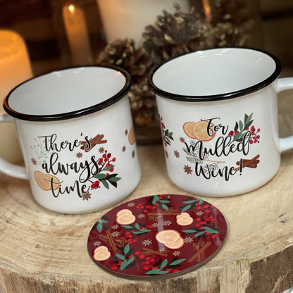 Christmas Gift Set - There's Always Time For Mulled Wine Ceramic Camping Mug - Vin Chaud Secret Santa