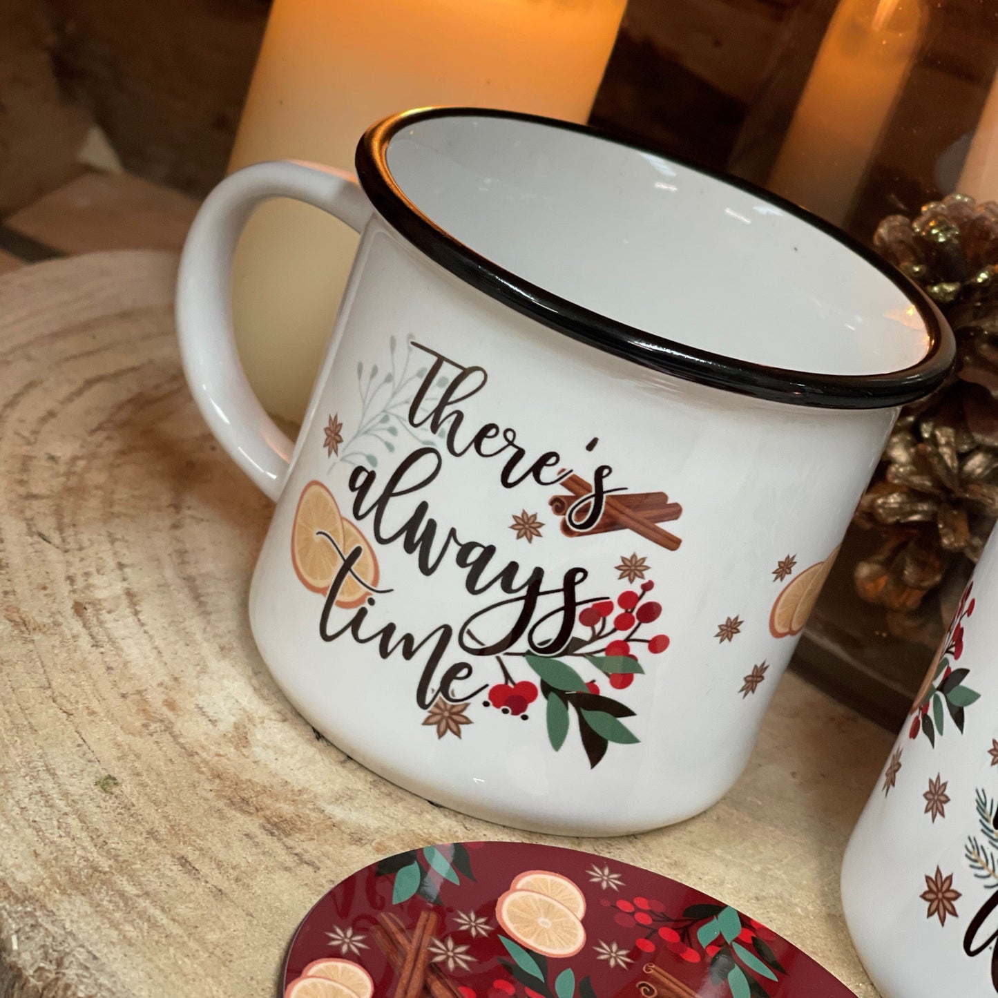 Christmas Gift Set - There's Always Time For Mulled Wine Ceramic Camping Mug - Vin Chaud Secret Santa